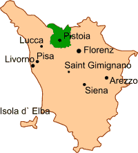 Karte Ferienhäuser mieten Residenze Toscane in der Toskana Pistoia