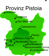 Karte Region Pistoia Ferienhäuser mieten in der Toskana
